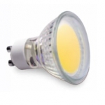 LED lemputė COB,  baltas, GU10, 3 W, 220-240V, stiklu (švietimo kampas 120°, 320 Lm)