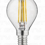 LED lemputė, FILAMENT, G45, 3000K, E14, 4W, AC220-240V/ 50-60Hz, RA>80, 360*, 400lm, 35mA